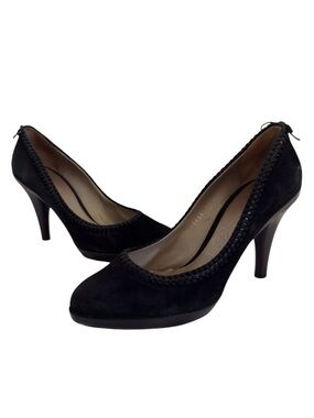 Salvatore Ferragamo Pumps Black Suede Bow Heels Size 7